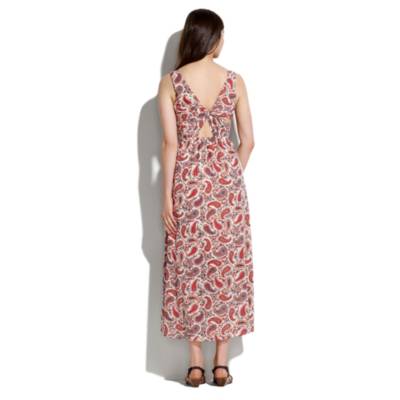 Silk Paisley Twist-Back Dress